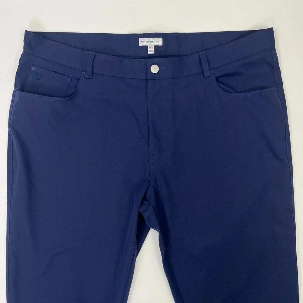 Peter Millar Performance Five Pocket Pant EB66 40x30 Navy Blue Classic Fit